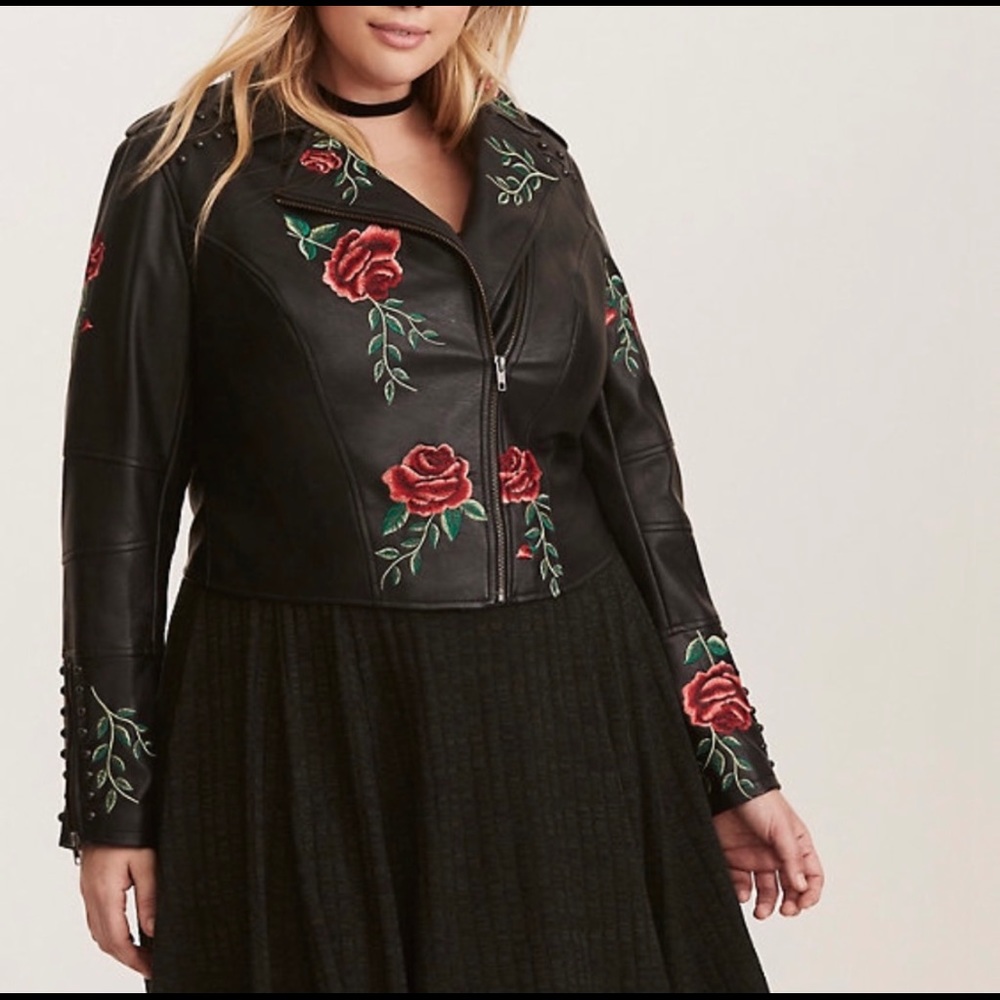 Torrid Embellished & Embroidered Moto Jacket 1X
